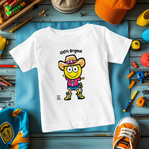 Camiseta Para Bebê Emoji de Cowgirl Alegre – Vibrante e Divertido Cor