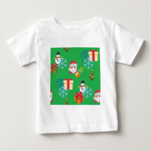 Camiseta Para Bebê emoji de natal verde