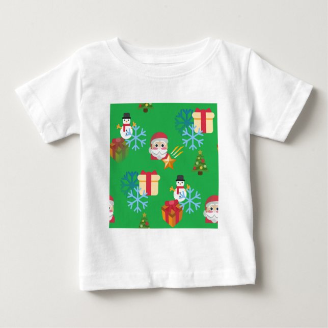 Camiseta Para Bebê emoji de natal verde (Frente)