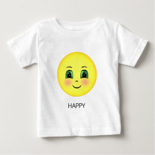 Camiseta Para Bebê Emoji de rosto feliz fofo