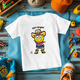 Camiseta Para Bebê Emoji de Vaqueira Alegre – Corpo Inteiro Vibrante 