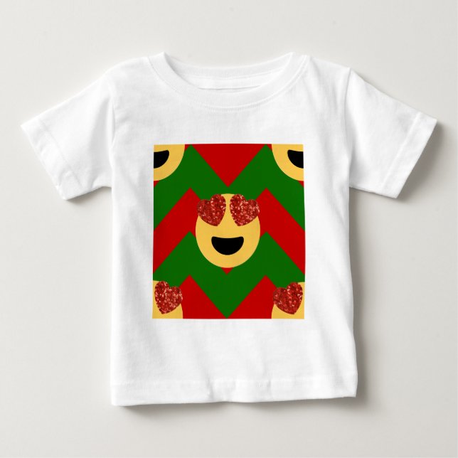 Camiseta Para Bebê emoji do coração de natal (Frente)