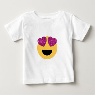 Camiseta Para Bebê emoji do olho do coração com brilho