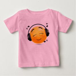 Camiseta Para Bebê Emoji Fine Jersey, fone de ouvido sorridente
