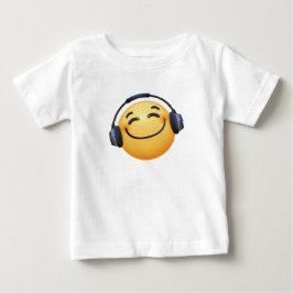 Camiseta Para Bebê Emoji Fine Jersey, fonia de ouvido sorridente