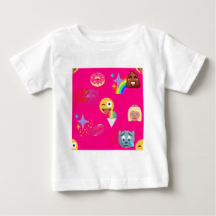 Camiseta Para Bebê emoji rosa quente