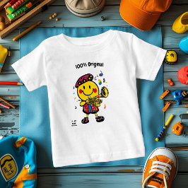 Camiseta Para Bebê Emoji Trompetista Musical – Divertido e Colorido 