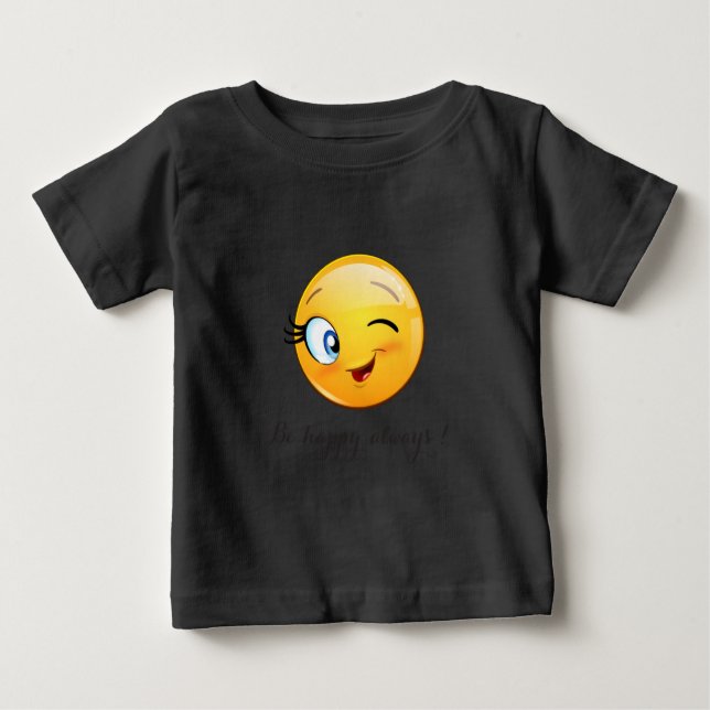 Camiseta Para Bebê Emoji Vencendo Adorável Seja feliz sempre (Frente)