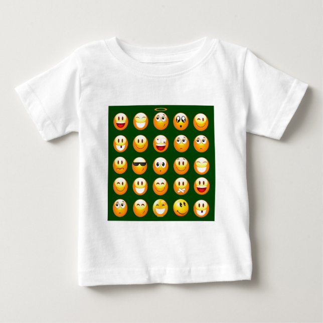 Camiseta Para Bebê emoji verde-escuro (Frente)