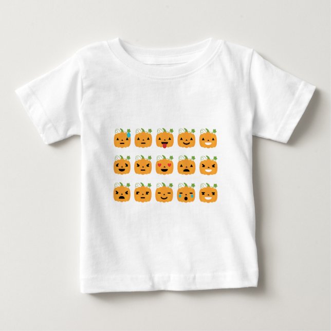 Camiseta Para Bebê emojis de abóbora-das-bruxas (Frente)