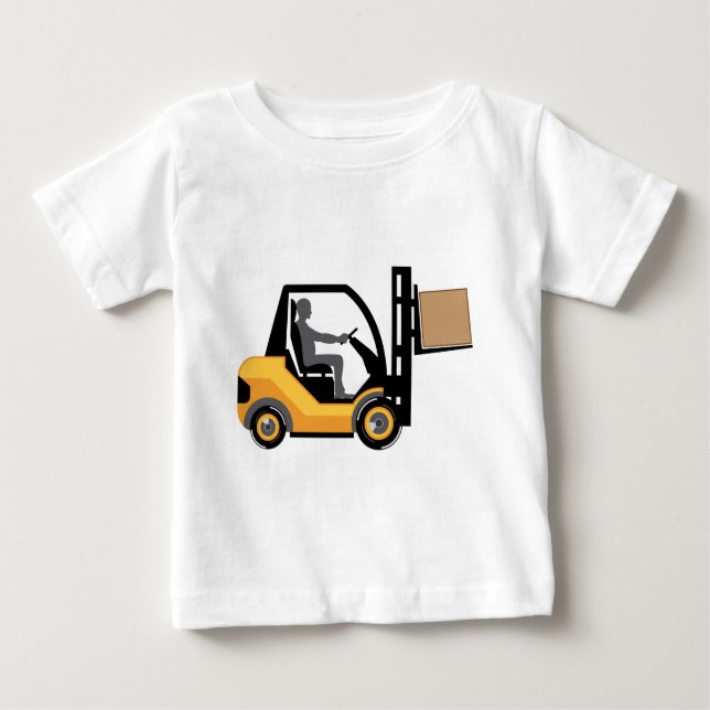 Camiseta Para Bebê Empilhadeira amarela (Frente)