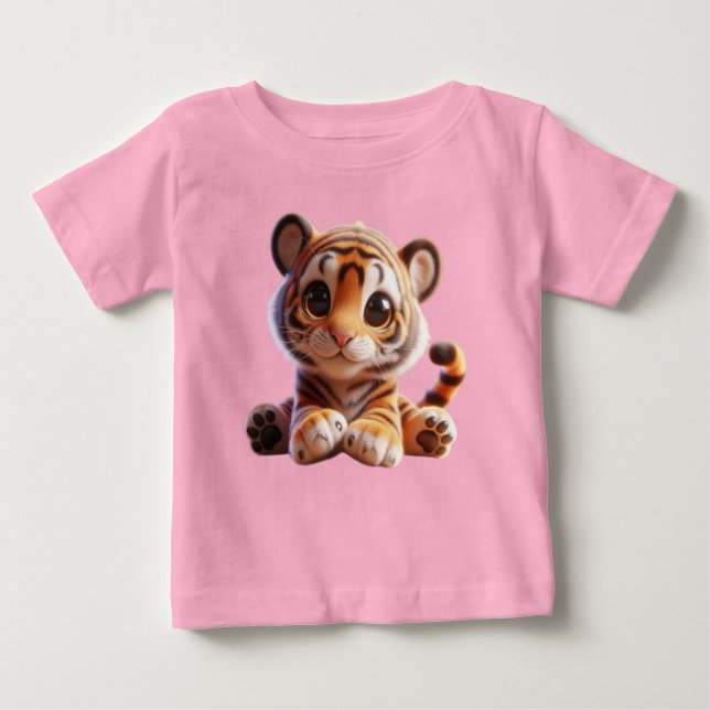 Camiseta Para Bebê Encantadora Bebê Tiger Art (Frente)