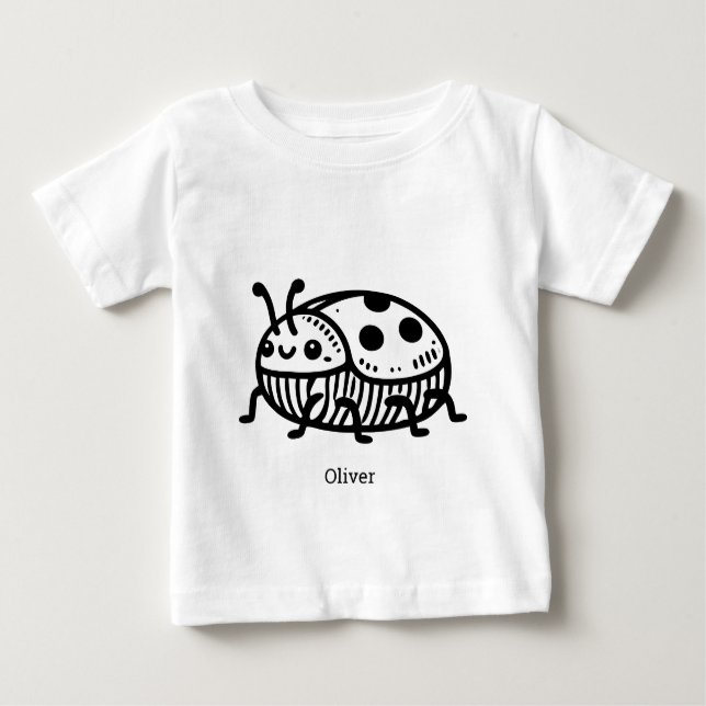 Camiseta Para Bebê Encantadora Ilustração do Besouro Desenhado à Mão (Frente)