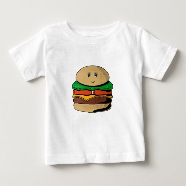 Camiseta Para Bebê Encantável Burger Hamburger Kawaii (Frente)