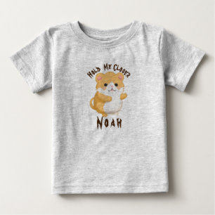 Camiseta Para Bebê Encoste-me um nome personalizado mais próximo