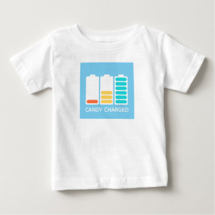 Camiseta Para Bebê Energia Da Bateria Carregada Por Candy Funny