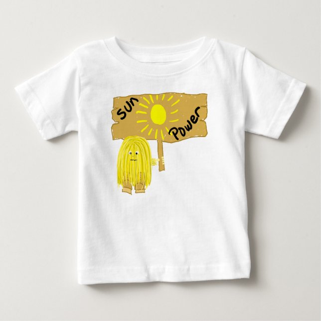 Camiseta Para Bebê Energia solar amarela (Frente)