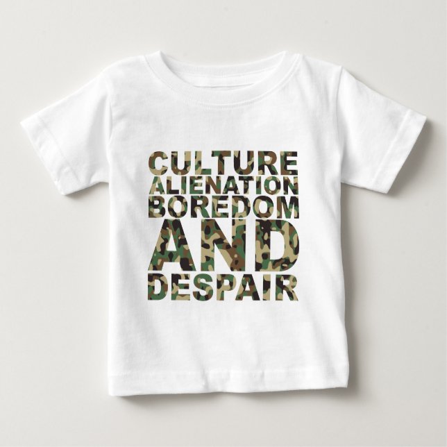 Camiseta Para Bebê Enfado e desespero da alienação da cultura (Frente)