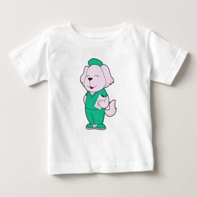 Camiseta Para Bebê Enfermeira Canina (Frente)