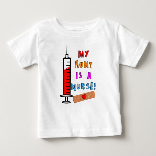 Camiseta Para Bebê Enfermeiras T-Shirts Minha tia é enfermeira (Frente)