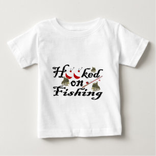 Camiseta Para Bebê enganchado na pesca
