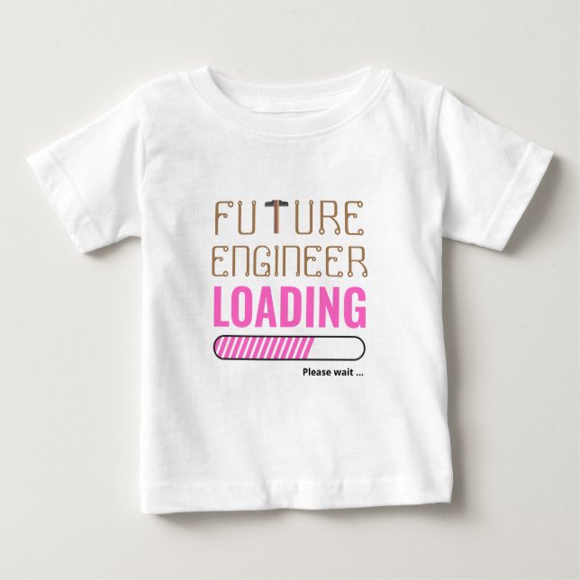 Camiseta Para Bebê Engenheiro Futuro Carregando Unisex Personalizado  (Frente)
