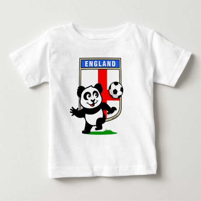 Camiseta Para Bebê England Soccer Panda (camisas leves) (Frente)