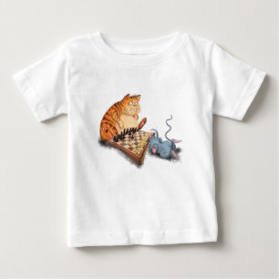 Camiseta Para Bebê Engraçada Camisa-T de Bebê Gato e Rato Brincando X