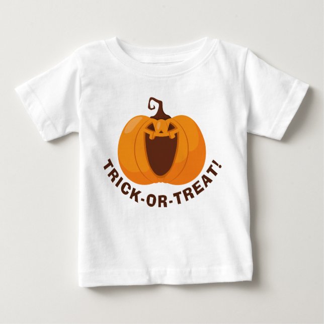 Camiseta Para Bebê Engraçada ou Engraçada Pumpkin Laranja Cute Hallow (Frente)