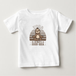 Camiseta Para Bebê Engraçada preguiça engraçada fazendo ioga. poses e
