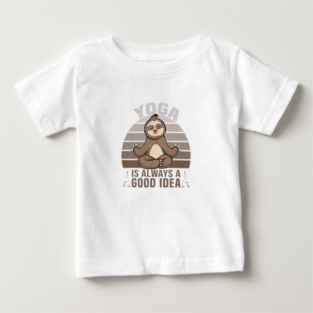 Camiseta Para Bebê Engraçada preguiça engraçada fazendo ioga. poses e (Frente)