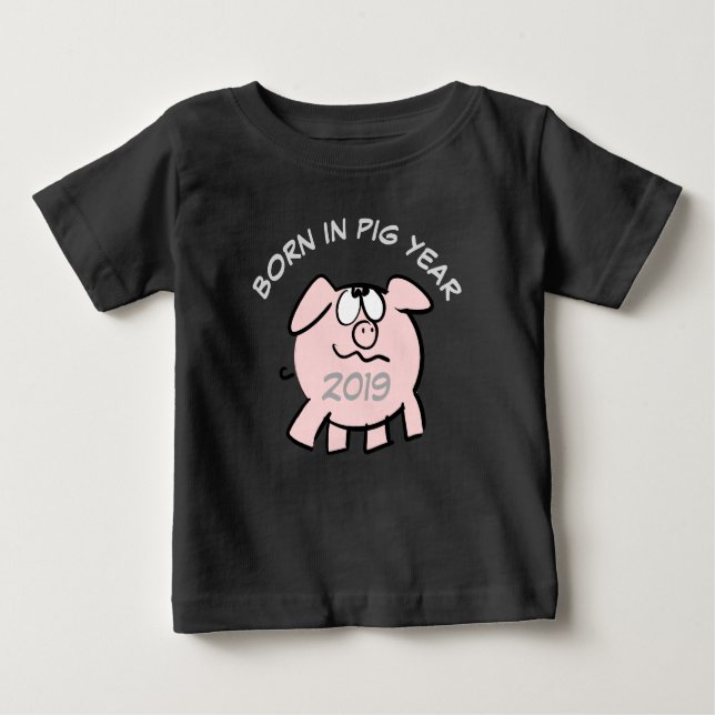 Camiseta Para Bebê Engraçado 2 Cartoon Ilustração Rosa Suíno 2019 Beb (Frente)
