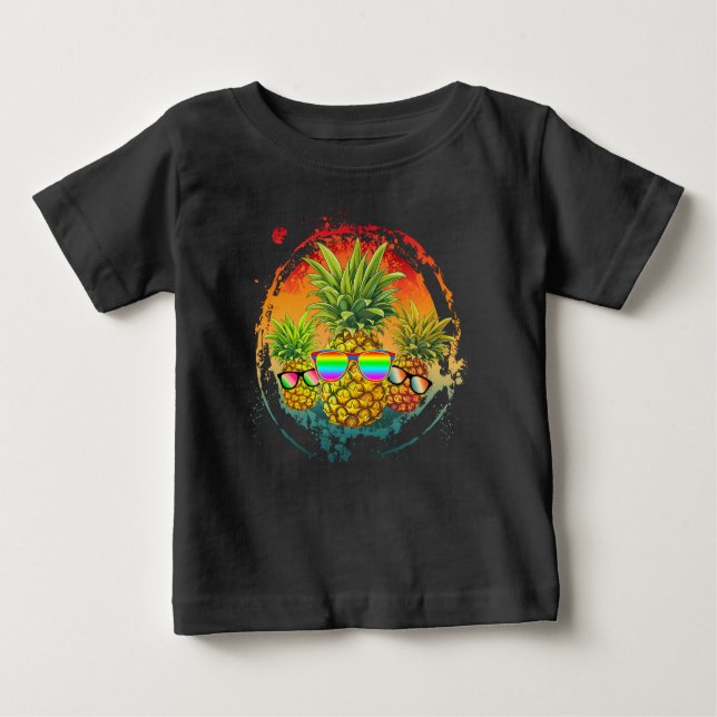 Camiseta Para Bebê Engraçado Abacaxi Summer Vibes (Frente)