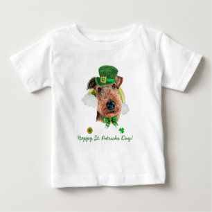Camiseta Para Bebê Engraçado Airedale Terrier Dourado Dia de São Patr