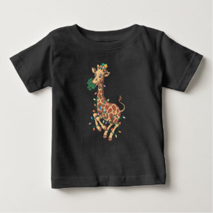 Camiseta Para Bebê Engraçado Árvore de Natal Girafa Sobrevivente Dand
