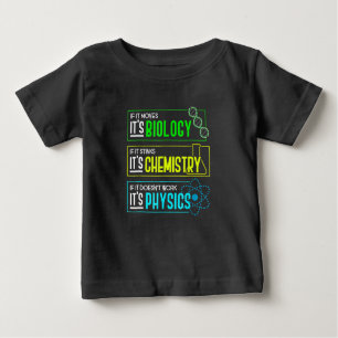 Camiseta Para Bebê Engraçado Biologia Química Física Nerd de Ciência