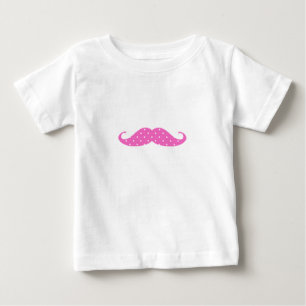 Camiseta Para Bebê Engraçado, Bolinhas Rosa Quente, bigode