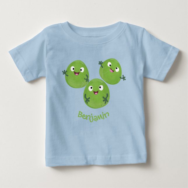 Camiseta Para Bebê Engraçado Bruxelas brota caricatura de legumes (Frente)