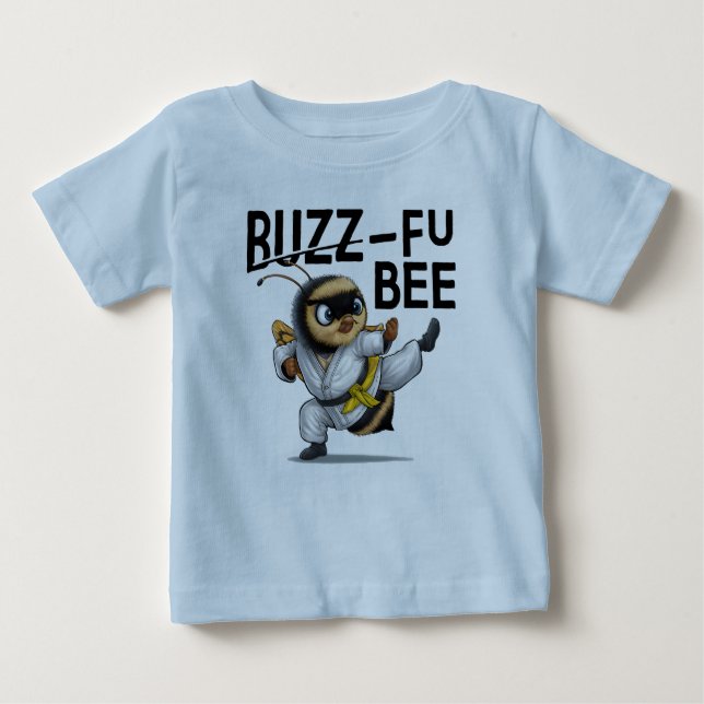 Camiseta Para Bebê Engraçado Buzz-Fu Artes Marciais (Frente)
