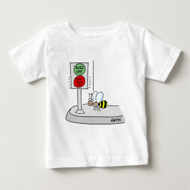 Camiseta Para Bebê Engraçado Cartoon Bee Buzz andando sem sinal (Frente)