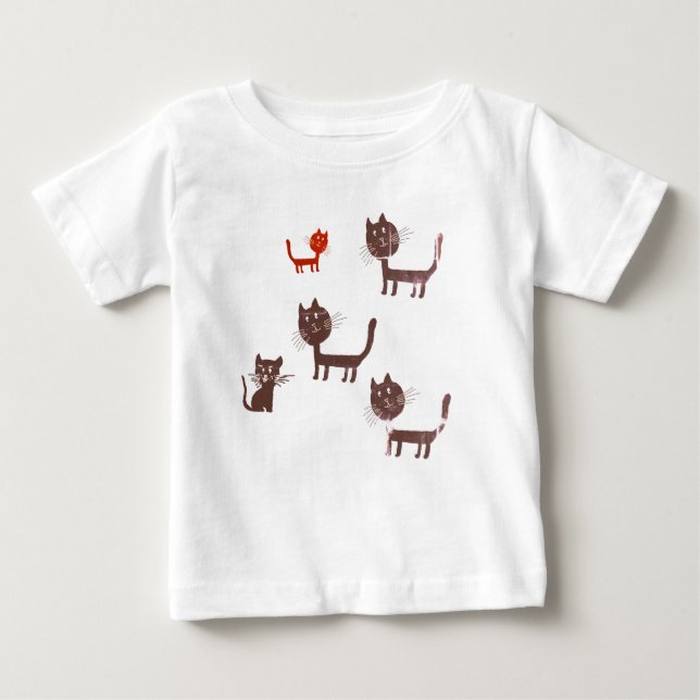 Camiseta Para Bebê Engraçado Cats Baby Fine Jersey T Shirt (Frente)