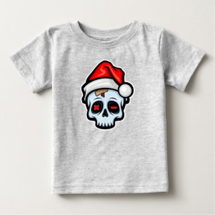 Camiseta Para Bebê Engraçado Caveira de Natal, Estilo de Cartoon