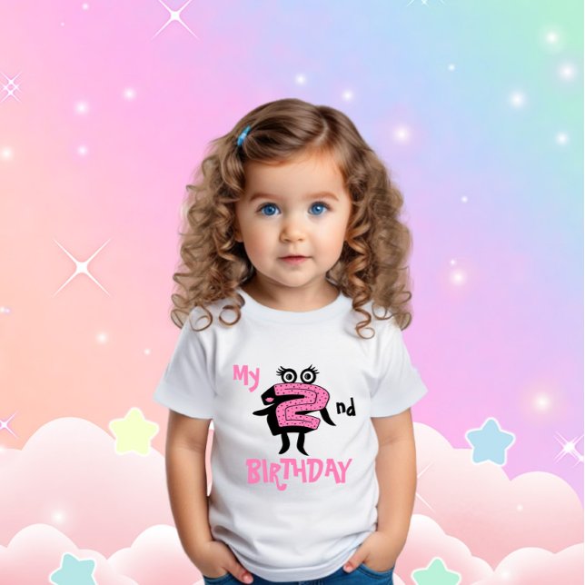 Camiseta Para Bebê Engraçado cor-de-rosa número dois. (Criador carregado)