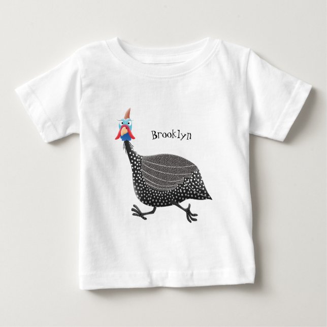 Camiseta Para Bebê Engraçado desenho animado de aves Guineafowl (Frente)