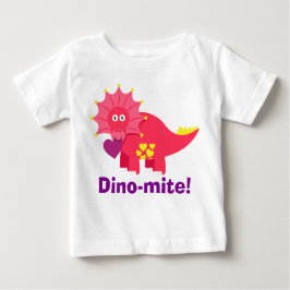 Camiseta Para Bebê Engraçado Dino-mite! Dinossauro Vermelho e Púrpura