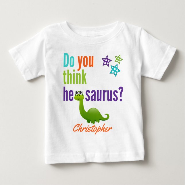 Camiseta Para Bebê Engraçado Dinossauro Citação Colorida (Frente)