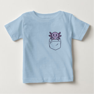 Camiseta Para Bebê Engraçado e engraçado Axolotl no bolso T-Shirt Cla
