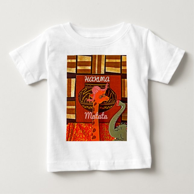 Camiseta Para Bebê Engraçado Girafa com legal texto Hakuna Matata Des (Frente)