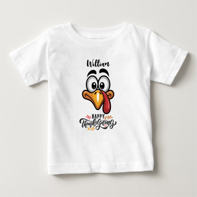 Camiseta Para Bebê Engraçado Goofy Turquia Enfrenta Cartoon Personali (Frente)