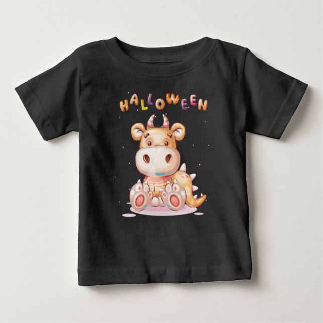 Camiseta Para Bebê Engraçado Halloween Infantil Dino Toddler (Frente)